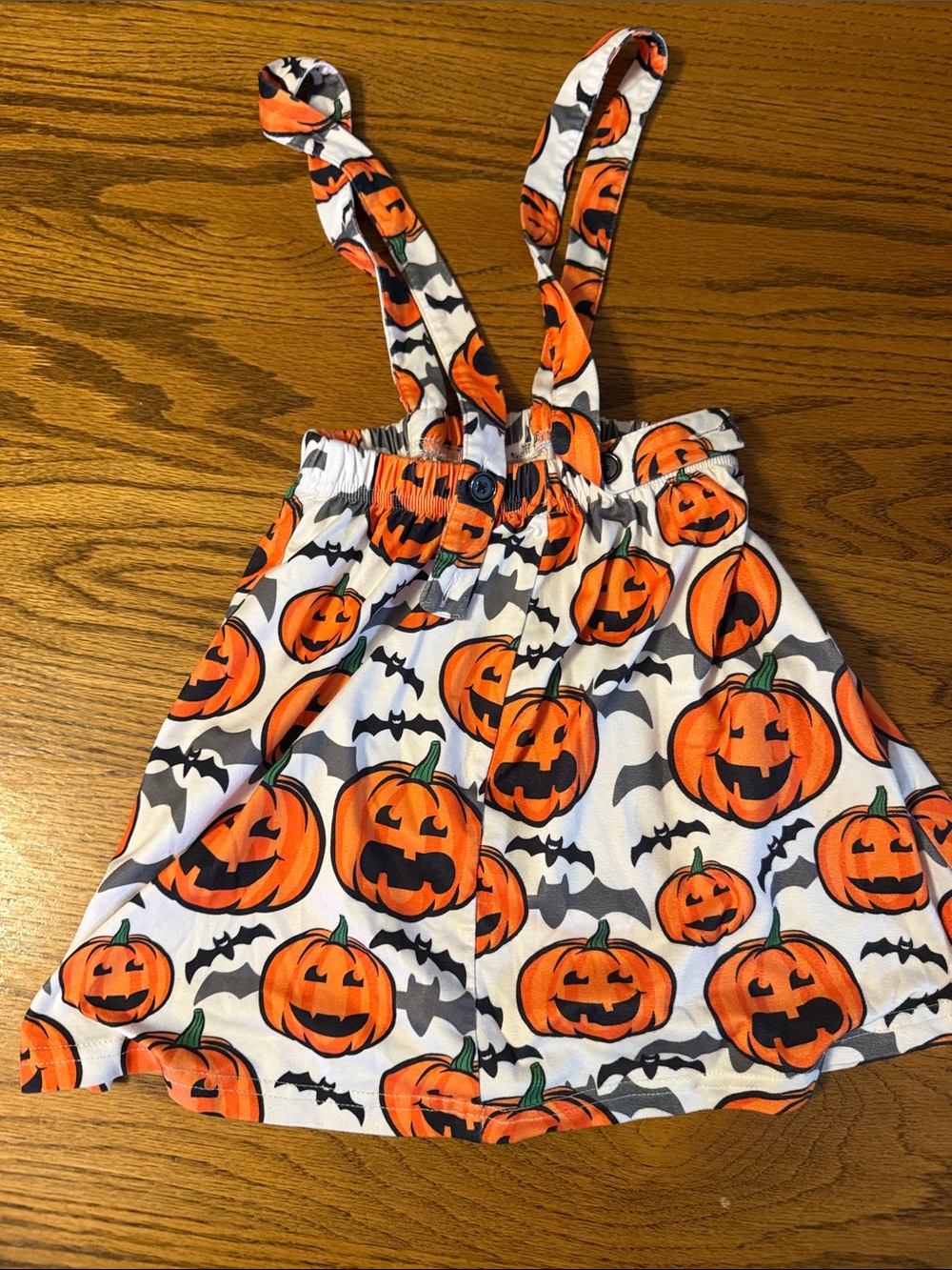 Halloween Pumpkin Suspender Dress - Orange & White Kids Costume